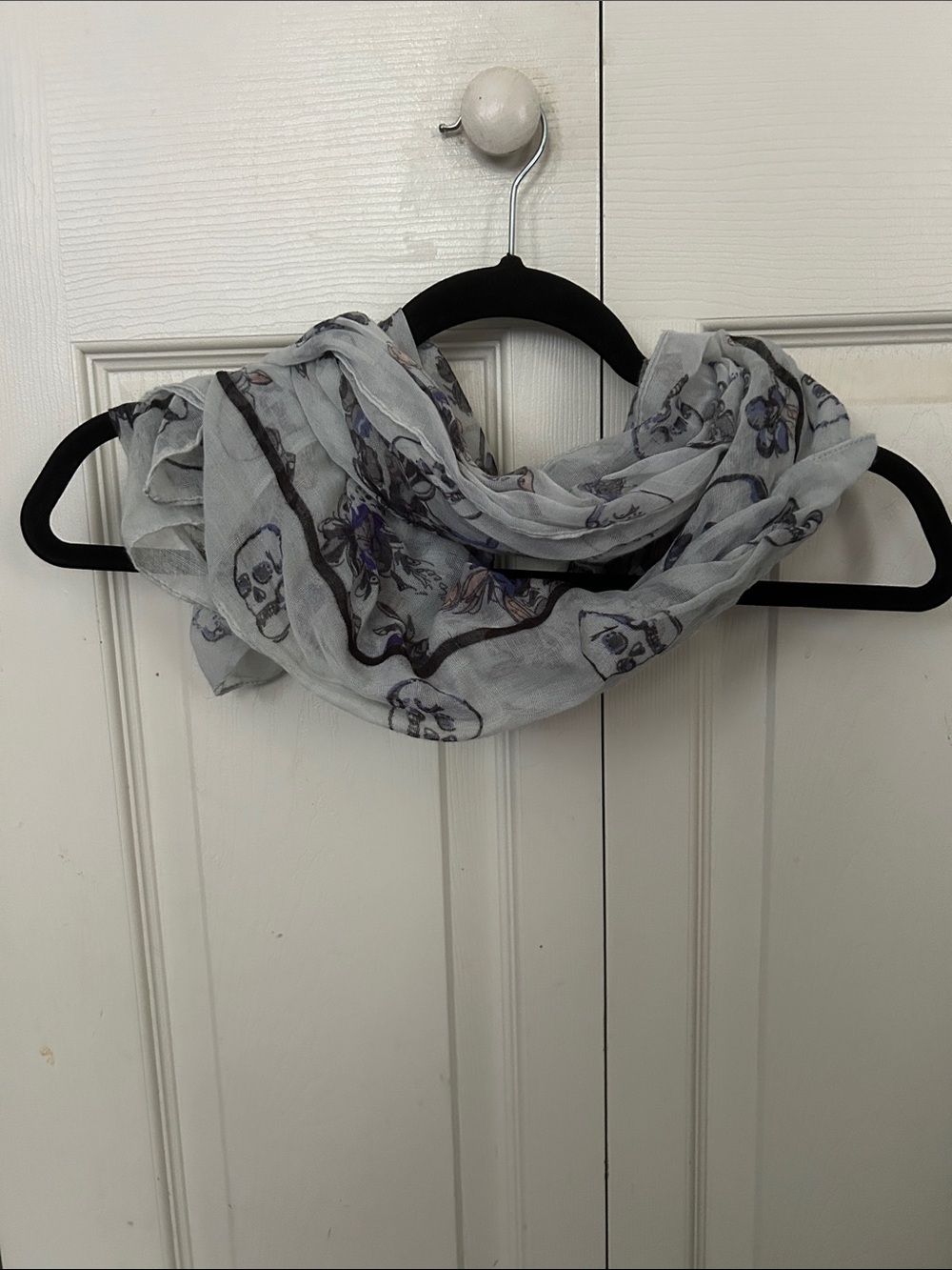 Charlotte Russe Gray Purple Black Peach Skull Floral Lightweight Scarf Burnout